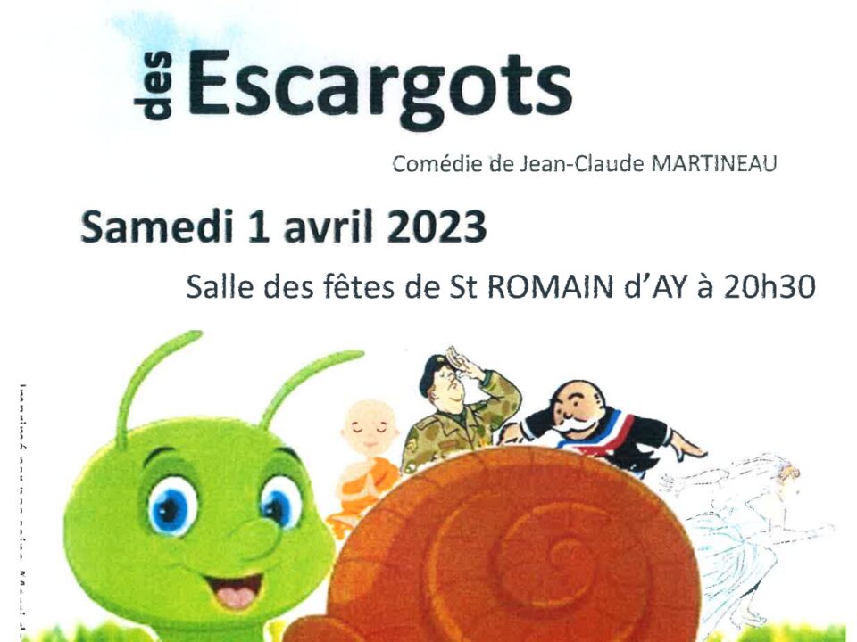 Théâtre "Le bal des escargots" Sam 1er avril 20h30 Salle F. BERTRAND