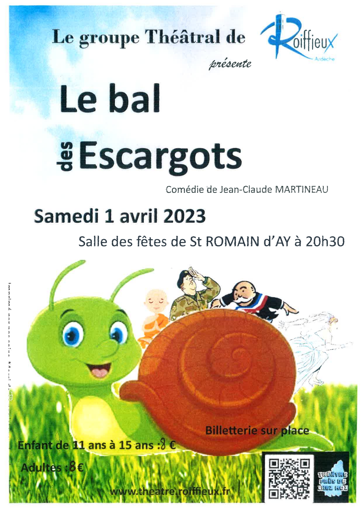 Théâtre "Le bal des escargots" Sam 1er avril 20h30 Salle F. BERTRAND